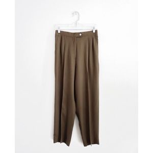 Vintage Brown Waffle Weave Silk Trousers fit M